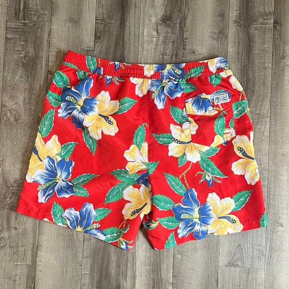 Polo Ralph Lauren Big & Tall Hawaiian Tropical Red Swim Trunks Swimwear Men’s LT - Picture 3 of 6